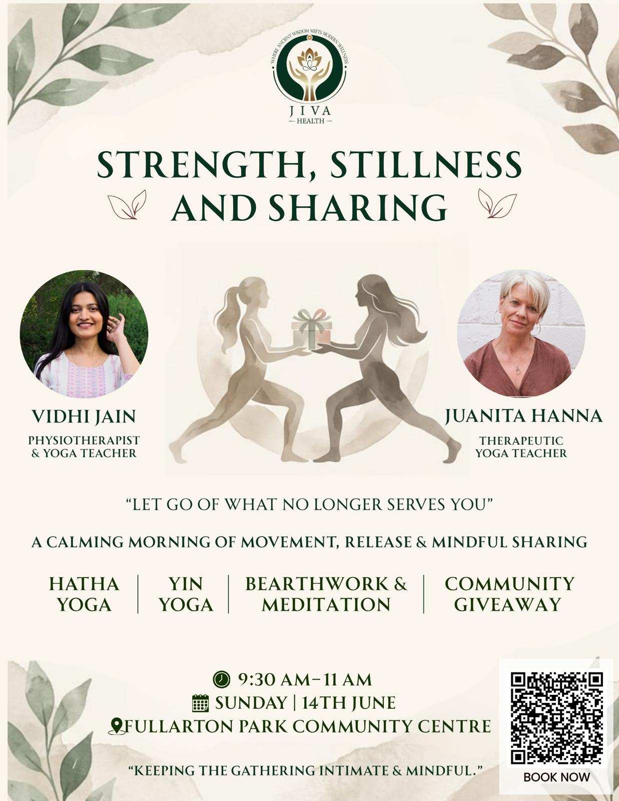 Strength, Stillness & Sharing event flyer